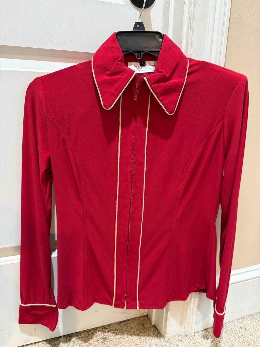Show Diva Designs Western Equestrian Zip-Front Long Sleeve stretch shirt XS